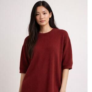 Giambattista Valli Short Sleeve Cashmere Sweater Sz Oversize 40 XS Burgundy Red